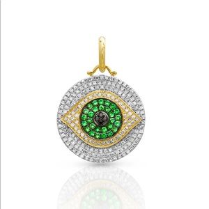 Anne Sisteron Diamond and Green Tsavorite Pendant Necklace
